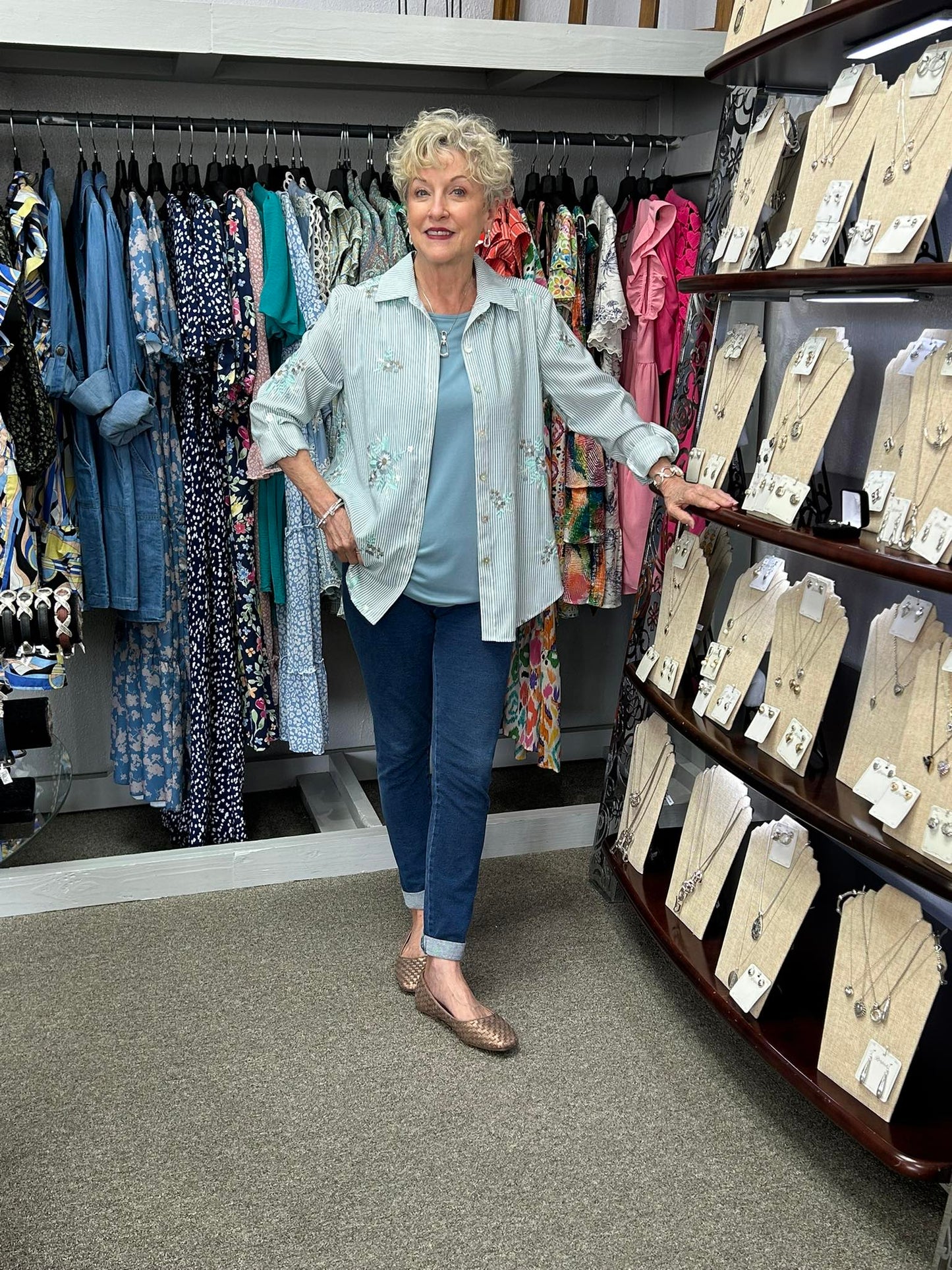 Multiples V-Neck Top With Embroidery