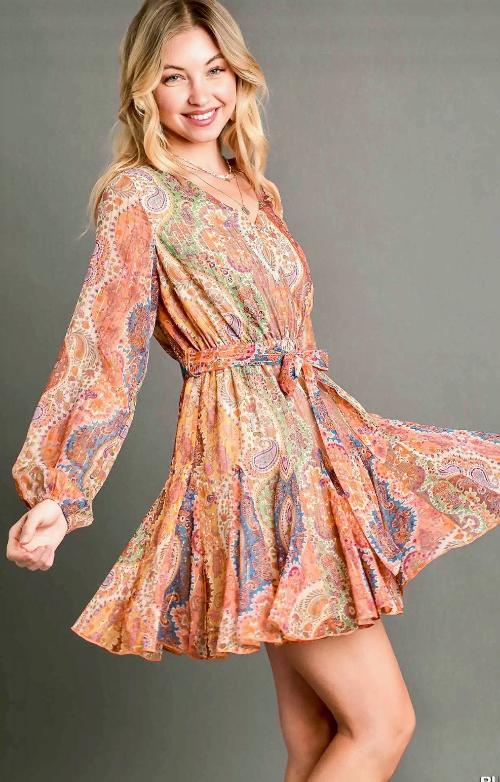 Umgee Metallic Paisley Dress