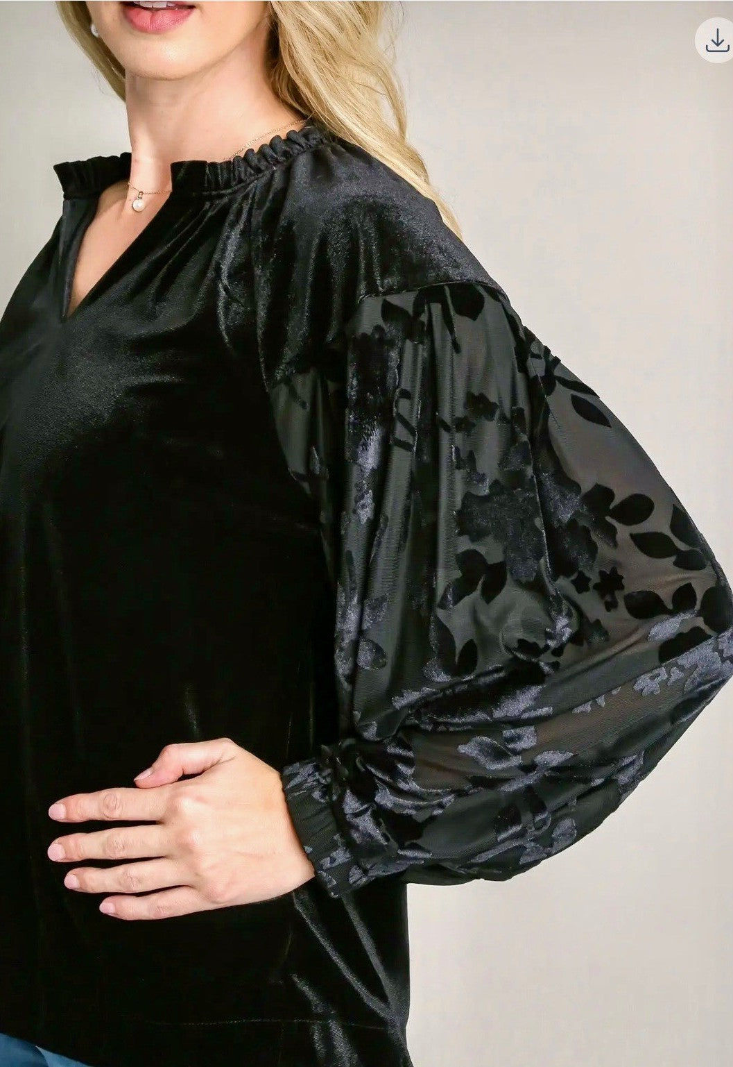 Missy Top - Umgee Solid Black Velvet