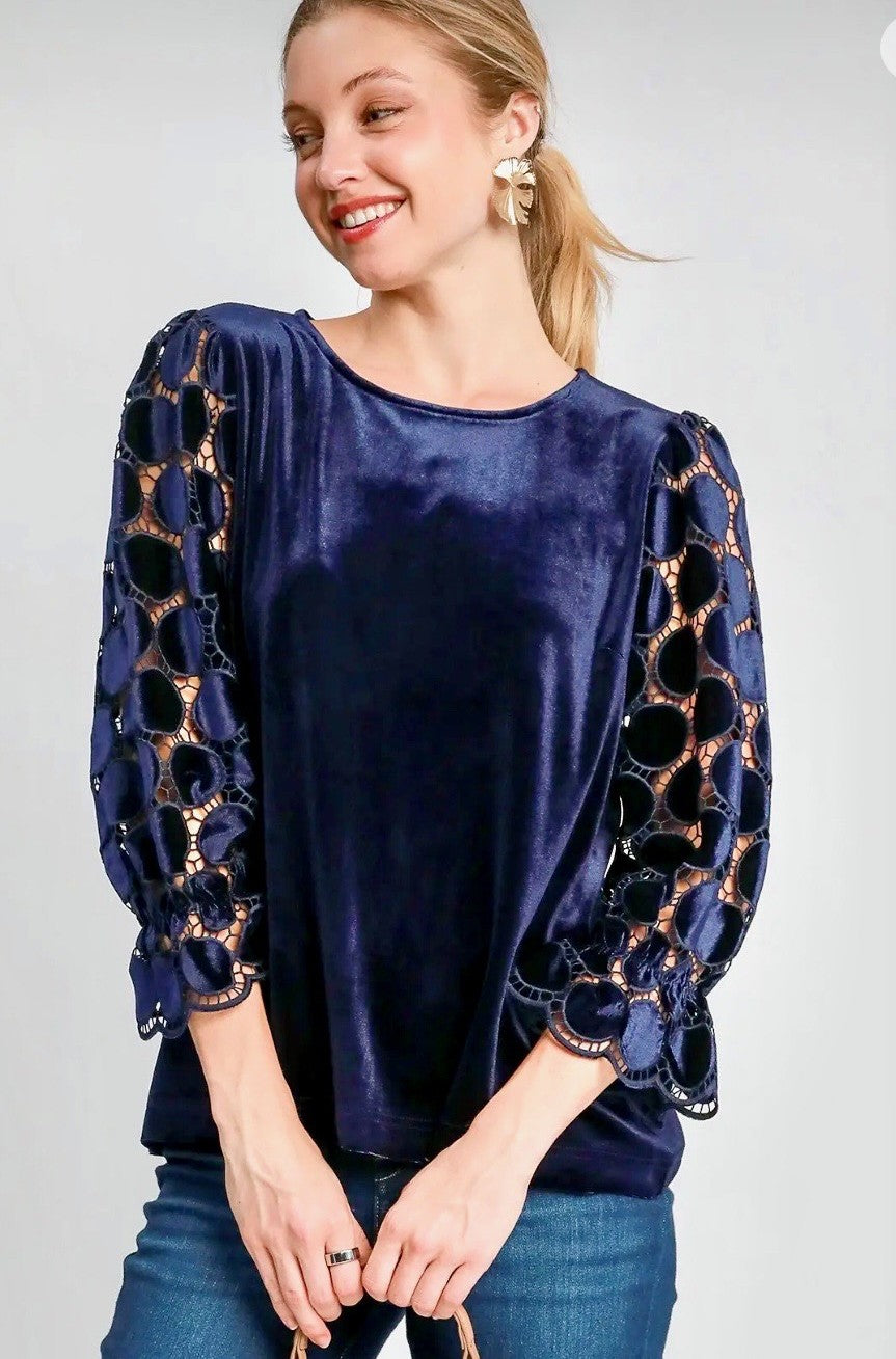 Missy Top - Umgee Polka Dot Velvet Top