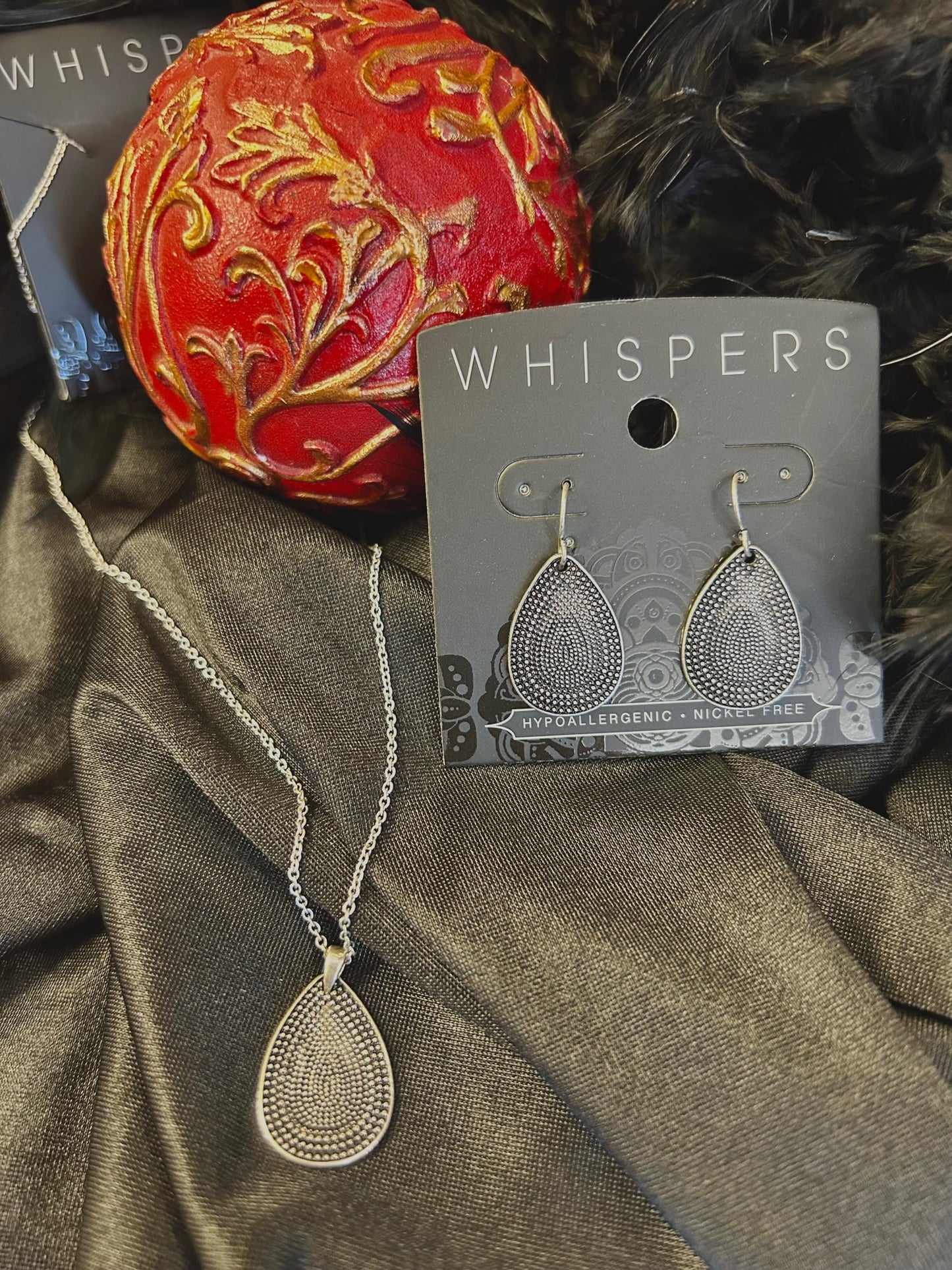 Teardrop Pebble Earrings & Necklace