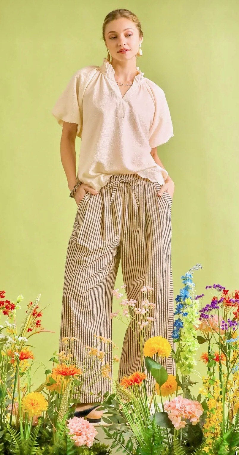 Umgee - Striped Wide-Leg Pants