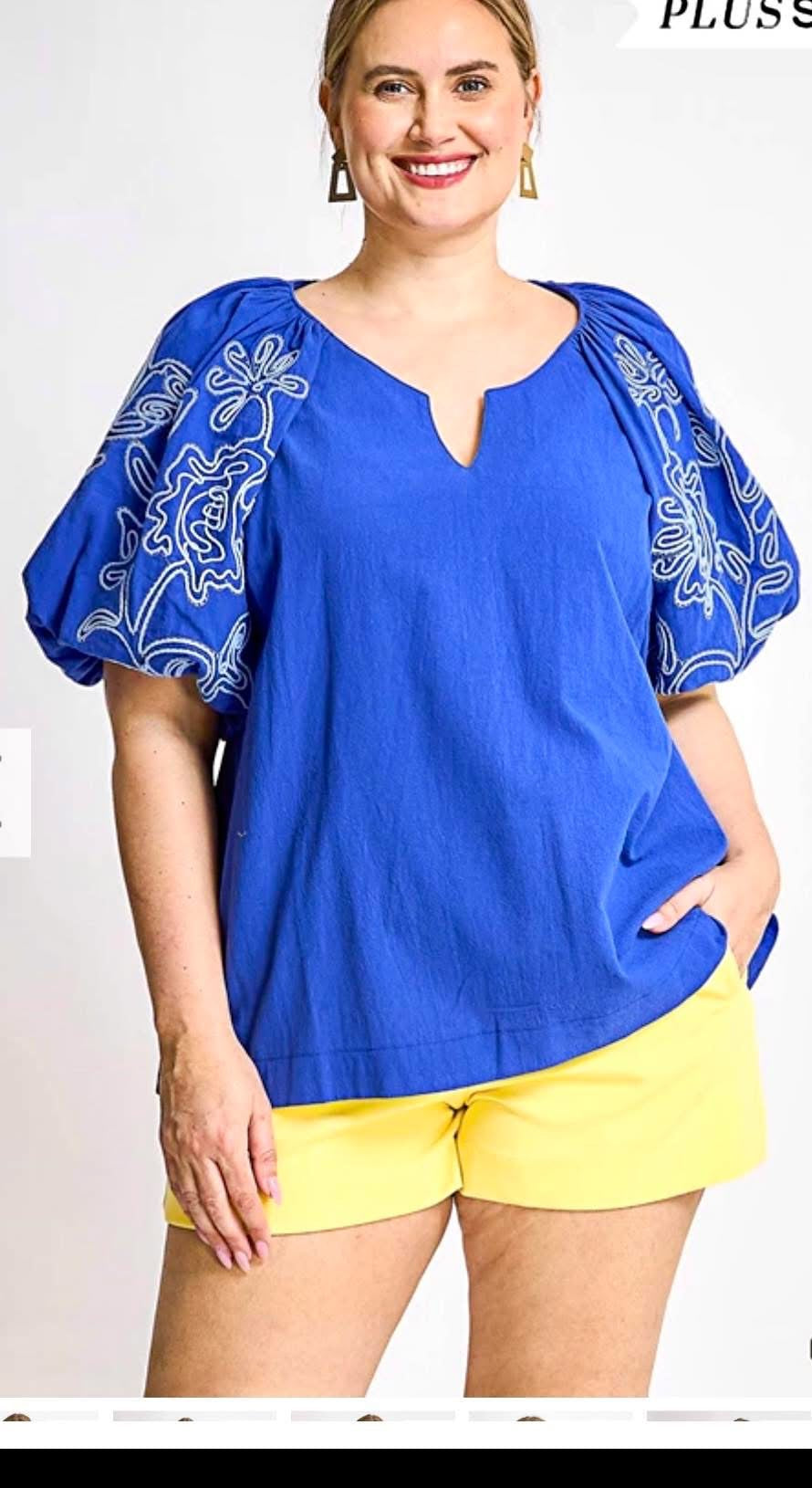 Umgee -Embroidered Sleeve (plus size)