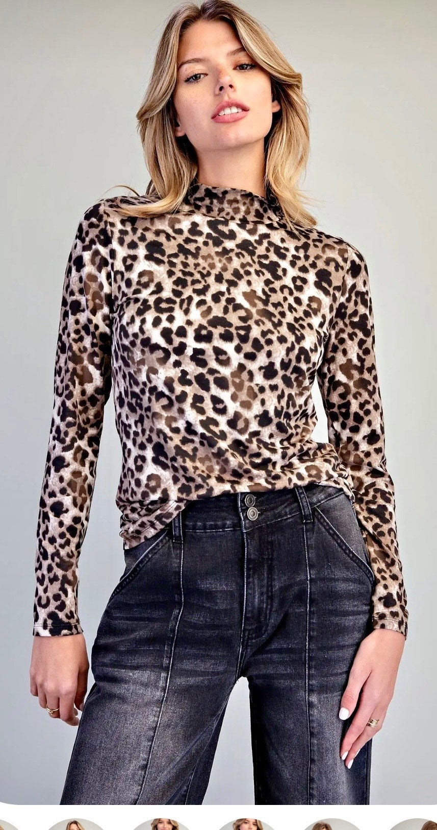 Missy Top - Leopard Mock Neck