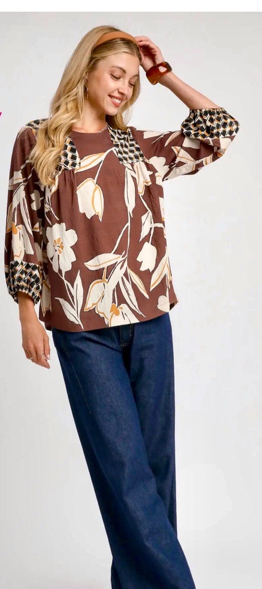 Missy Top - Umgee Mix Floral Print Top