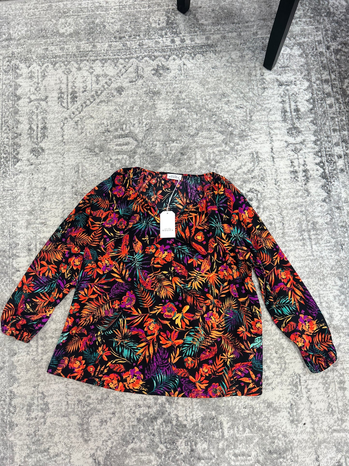 Plus Top - Black Floral