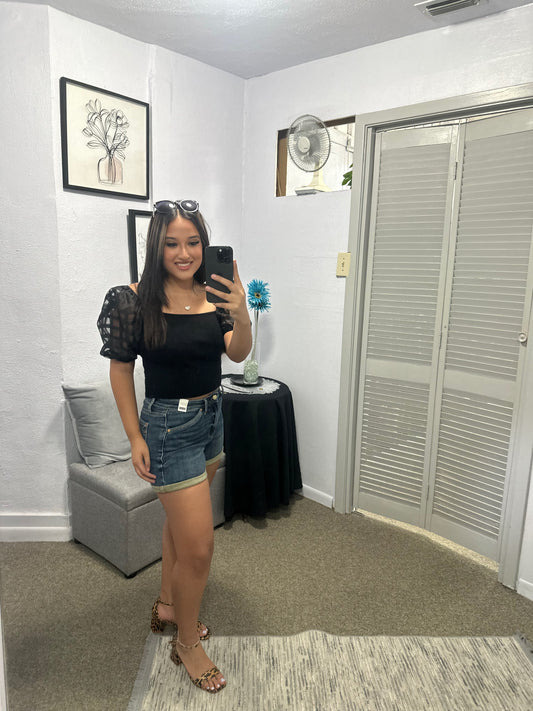 Missy Mesh Puff Sleeve Top