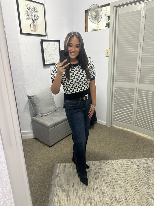 Missy Heart Pattern Knit Top