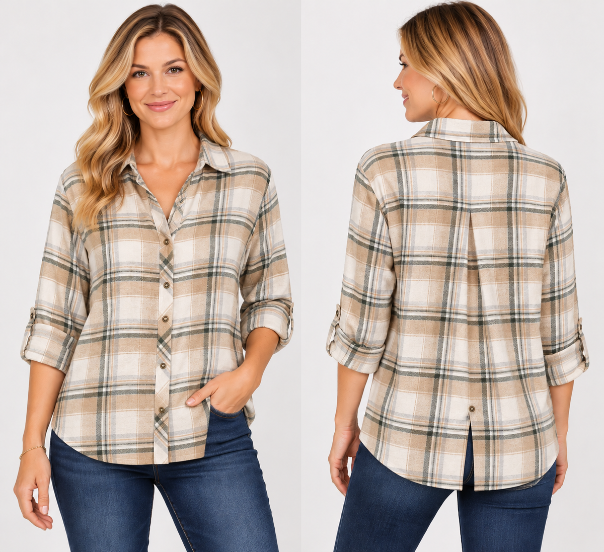 Missy Top - Keren Hart Plaid Shirt