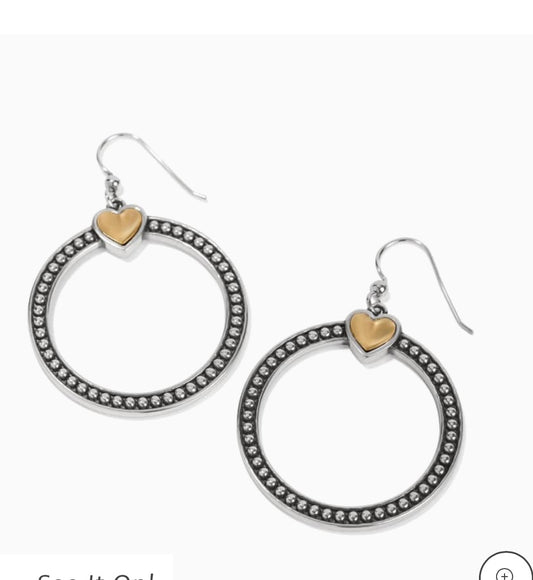 Brighton Pretty Tough Bold Heart Two Tone French Wire Earrings