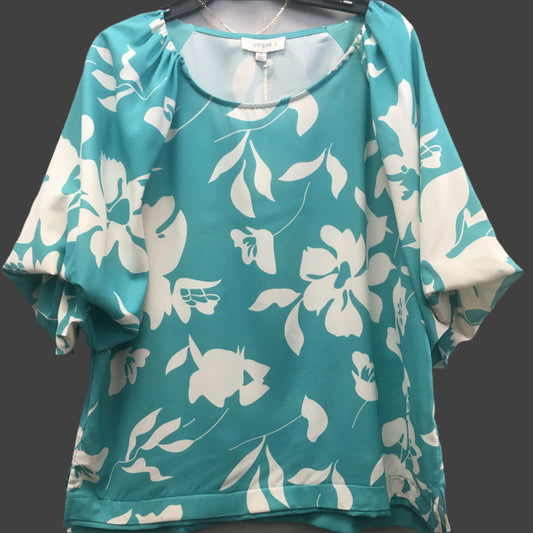 Umgee Teal Floral Top (plus size)