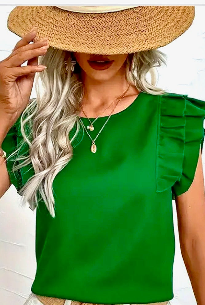 Solid Color Ruffled Top