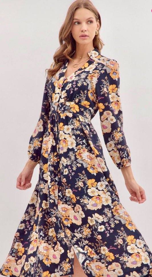 Entro Navy Floral Dress