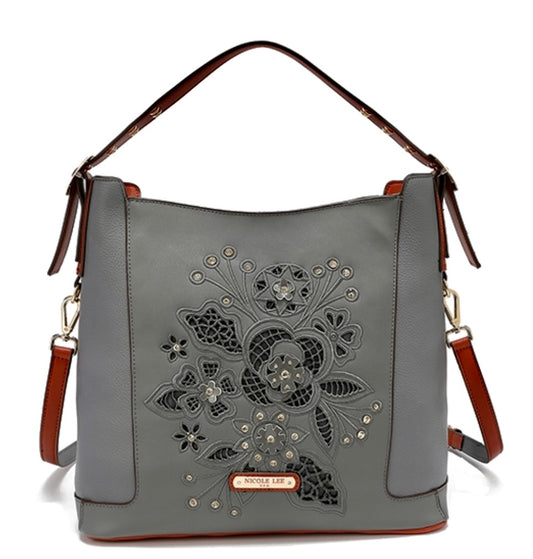 Nicole Lee Gray Floral Purse