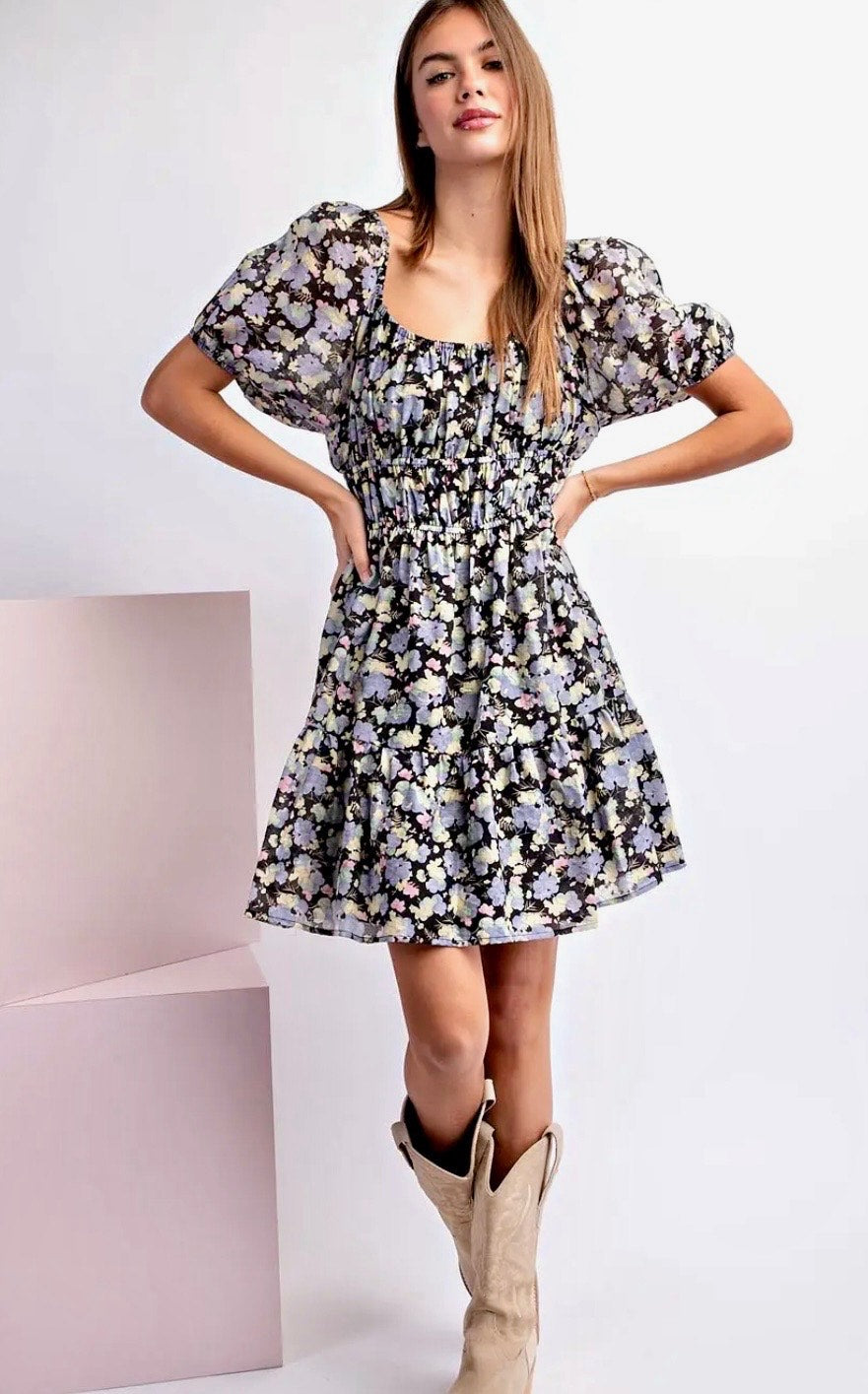 Floral Tiered Mini Dress