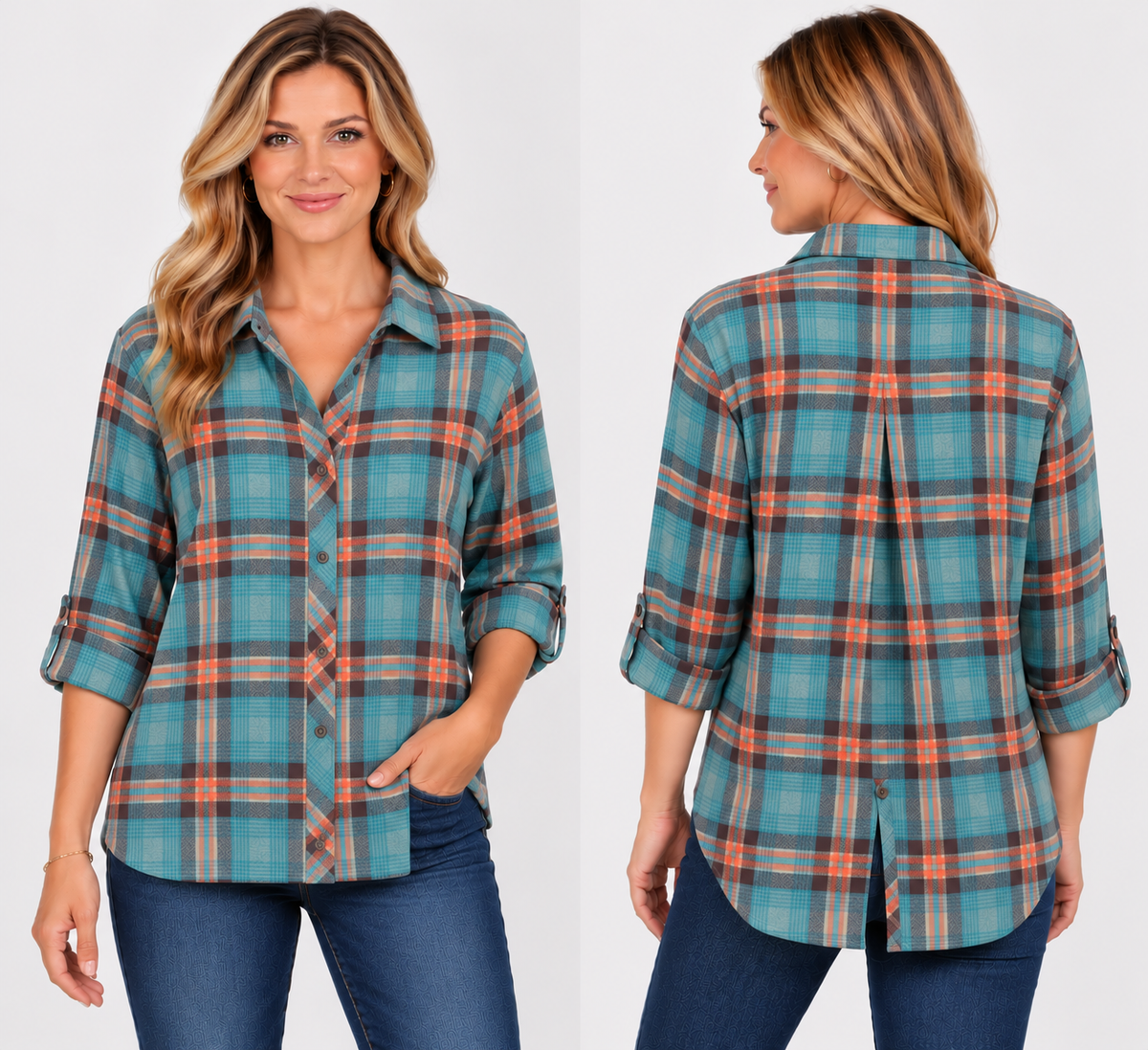 Missy Top - Keren Hart Plaid Shirt