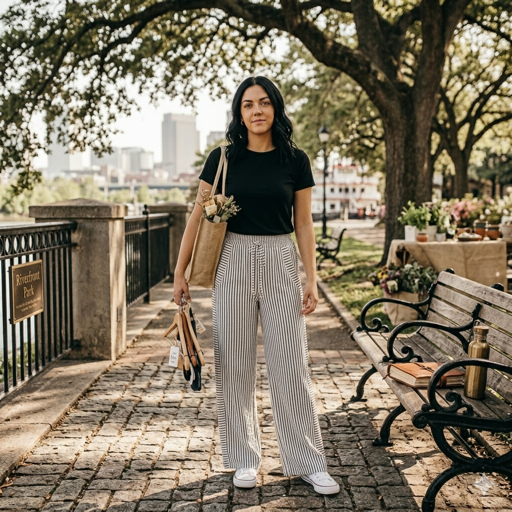 Wide Leg Striped Pants