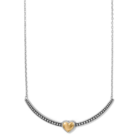 Brighton Pretty Tough Bold Two Tone Heart Bar Necklace